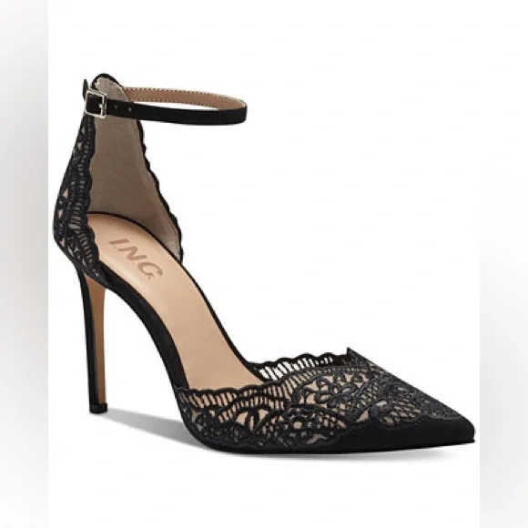 INC Kinlee Black Lace Pointed Stilettos Sz 10.5 BNWB - Picture 1 of 9